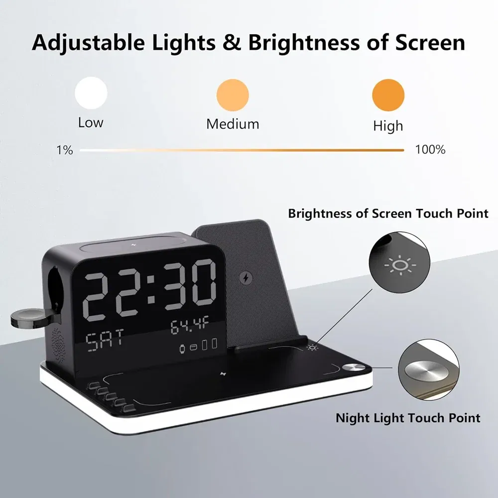 Color: green, Ships From: CHINA - Top BezosMax 7 in 1 Wireless Charging Station with Dual iPhone Fast Charger Support Bluetooth/TimeSync 30W Fast Adapter for