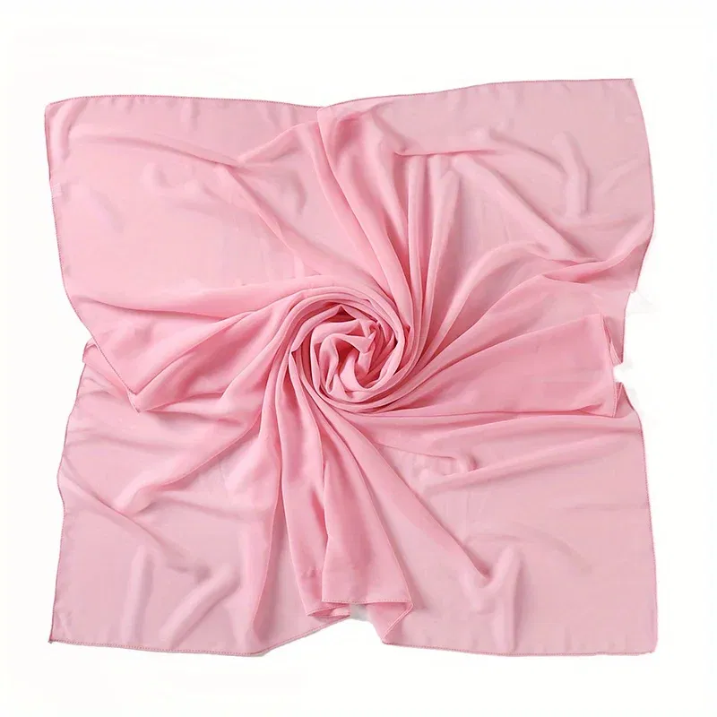Color: MULTI, Size: One Size - A Pure Color Silk Scarves Imitation Silk Stripes Fashion Shawl Sunscreen Scarves Chiffon Scarf 110 * 110 CM