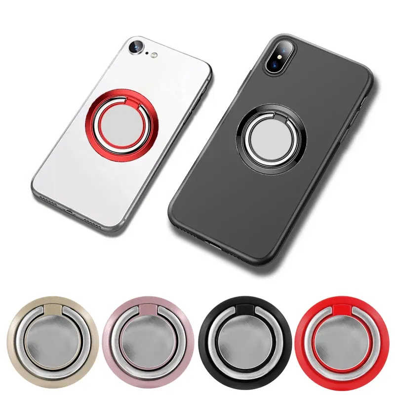 Color: Orange - Universal Finger Ring Holder Stand Grip 360 Degree Rotating for Mobile Phone Car Magnetic Mount Phone Back Sticker Pad Bracket
