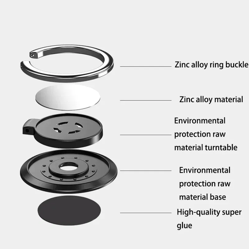 Color: Orange - Universal Finger Ring Holder Stand Grip 360 Degree Rotating for Mobile Phone Car Magnetic Mount Phone Back Sticker Pad Bracket