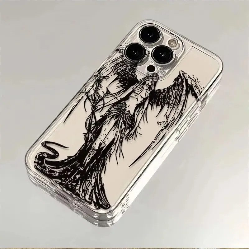 Color: Beige, Material: PC - luxury bloodsacrifice Black Angel Death demon Phone Case For iPhone 15 14 13 12 11 Mini Pro Max XR XSMax 7 8 Plus SE Clear Cover