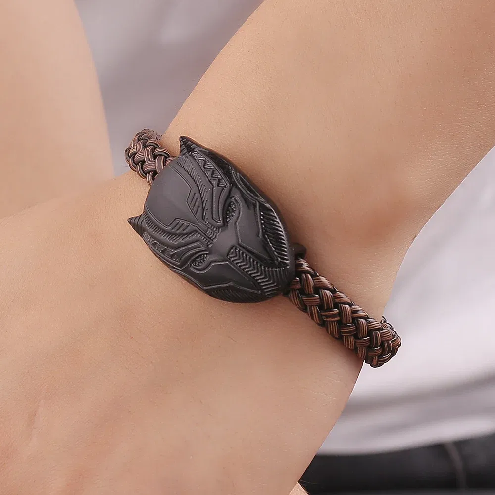 Metal Color: Hot Stamping, Ships From: CHINA - Marvel Superhero The Avengers Bracelet Iron Man Spiderman Mask Handmade Woven Leather Rope Bangle Charm Jewelry Accessory
