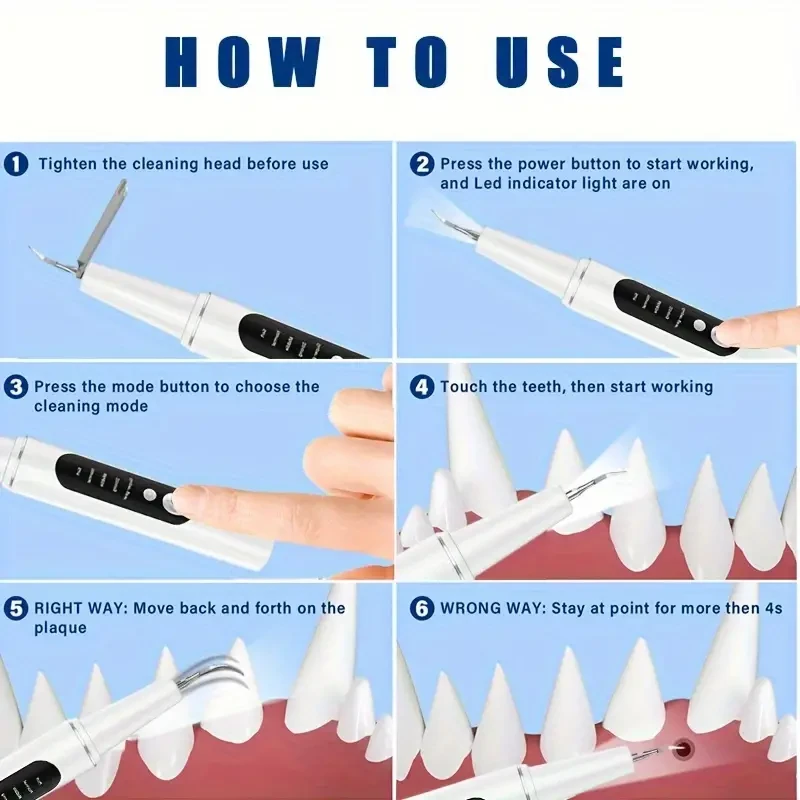 1pc Pet Electric Tooth Cleaner, 4 Modes to Remove Tooth Stains and Stones, 2 Cleaning Heads, USB Rechargeable Tooth Cleaner, Dental Care Tool, Dog Teeth Cleaning, Oral Cleaner with Light