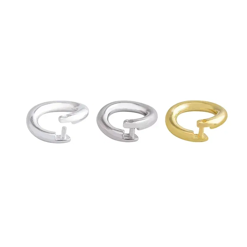 Color: green - S925 sterling silver DIY bracelet necklace ring buckle, Open Ring Connection Buckle Silver Ring pendant ring