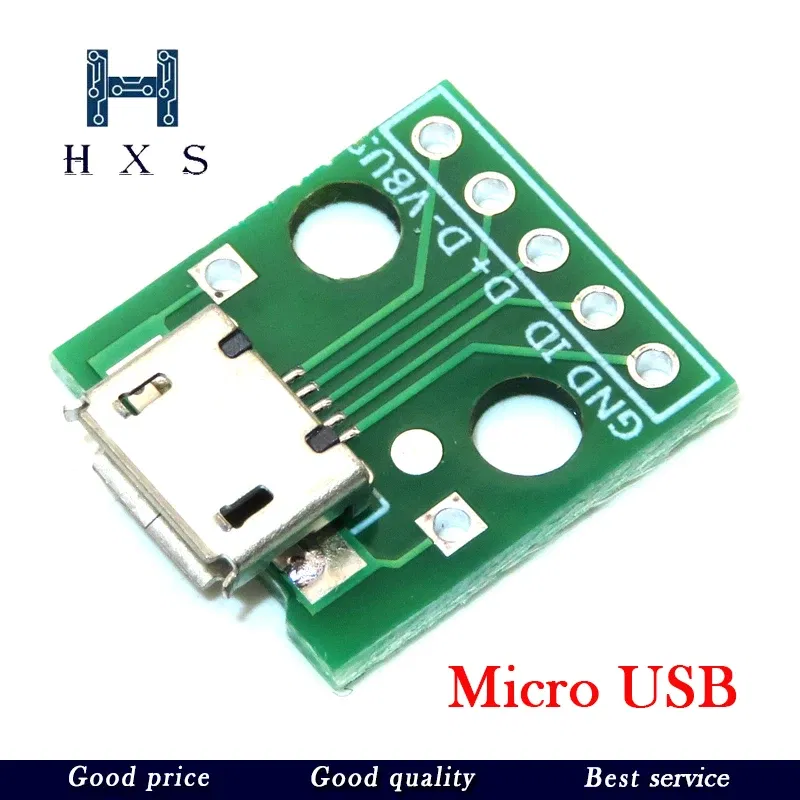 Color: Brown - 5pcs Micro Mini USB USB A Male USB 2.0 3.0 A Female USB B Connector Interface to 2.54mm DIP PCB Converter Adapter Breakout Board
