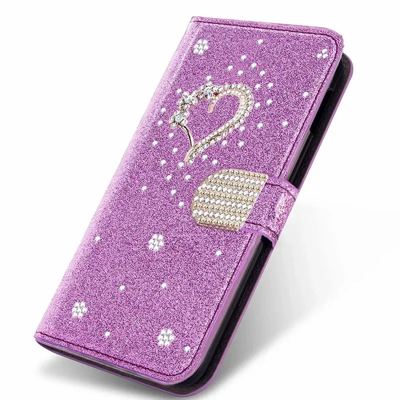 Color: PURPLE, Material: Wood - Glitter Wallet Leather Case For Samsung Galaxy S25 FE S24 Ultra S23 Plus S22 S21 A35 A36 A56 A55 A13 A14 A15 A16 A26 A34 A33 A54