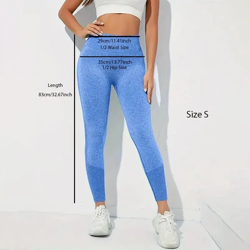 Size: S, Color: Beige - Yoga Basic 3pcs Fitness Gym Tights Seamless Hip-hugging Tummy Control Yoga Leggings With Punch Out Holes