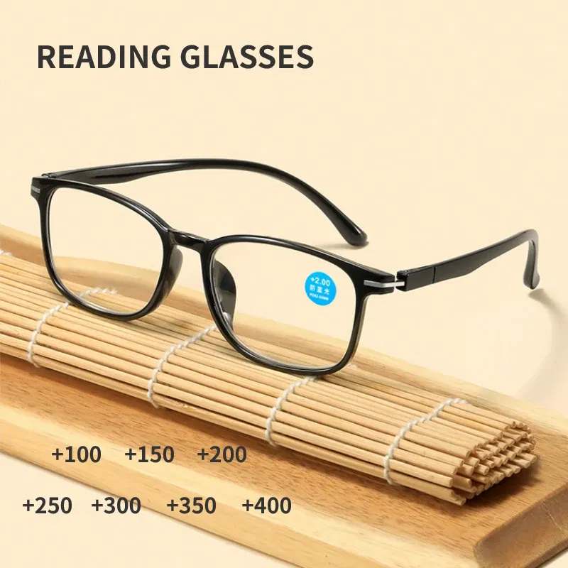 Eye Prescription: +150, Frame Color: black - New Anti Blue Light Reading Glasses Fashion Presbyopic Eyewear Men Women Sauqre Ultralight Hyperopia Eyeglasses +100 To +400