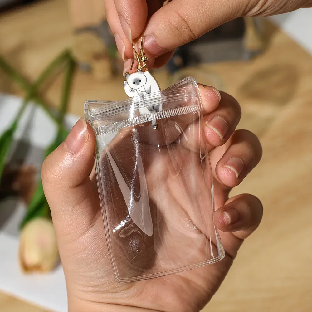 Size: S, Color: Pink - 100/10Pcs PVC Jewelry Package Bags Thicken Self Sealing Pouches Anti-Oxidation Earring Necklace Clear Organizer Bag Reusable