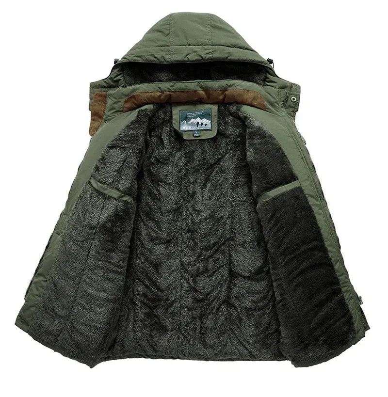 Color: camel, Size: XL - TELLHIGH 2024 Winter Parka Men Jacket Mens Plus Velvet Men Hooded Windbreaker Coats Men Casual Warm Jackets Coat Detachable Hat