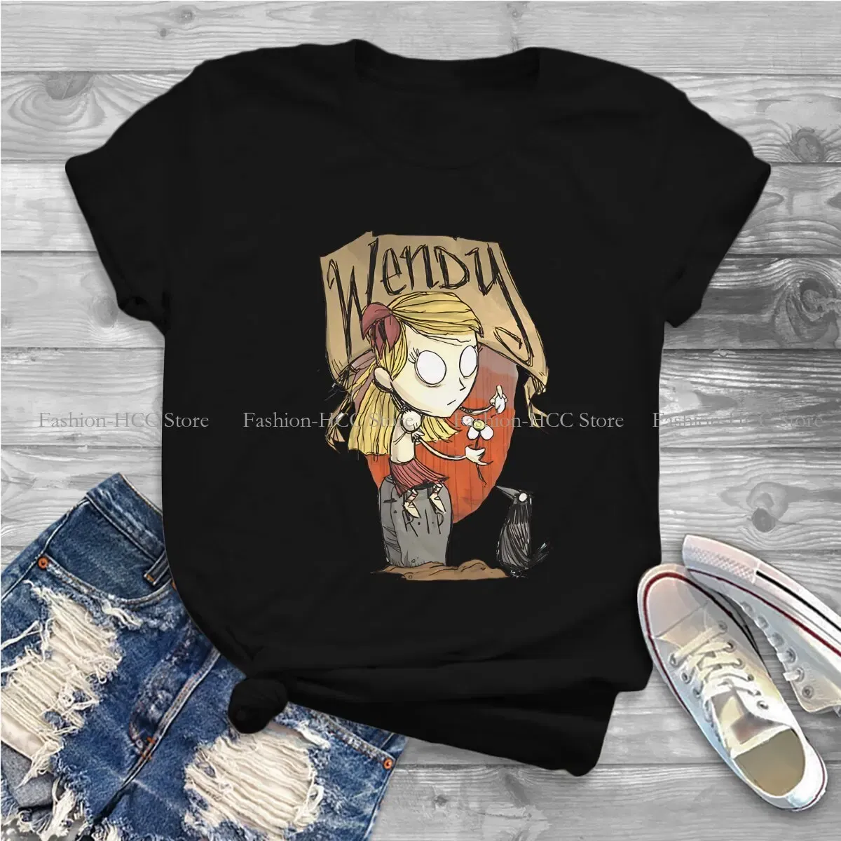Color: black, Size: M - Wendy And Cat Style Polyester TShirt Dont Starve Top Quality New Design Gift Clothes T Shirt Short Sleeve