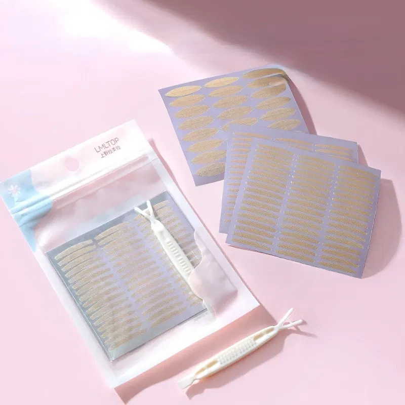 Color: DEEP BLUE - Clear Beige Stripe Self-adhesive Natural Eye Tape Makeup Tool Invisible Double Fold Eyelid Lace Paste Eyelid Tape Sticker 240pcs