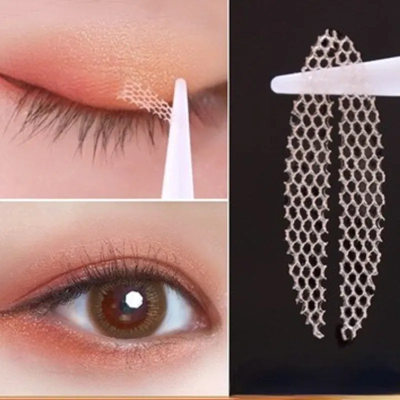 Color: DEEP BLUE - Clear Beige Stripe Self-adhesive Natural Eye Tape Makeup Tool Invisible Double Fold Eyelid Lace Paste Eyelid Tape Sticker 240pcs