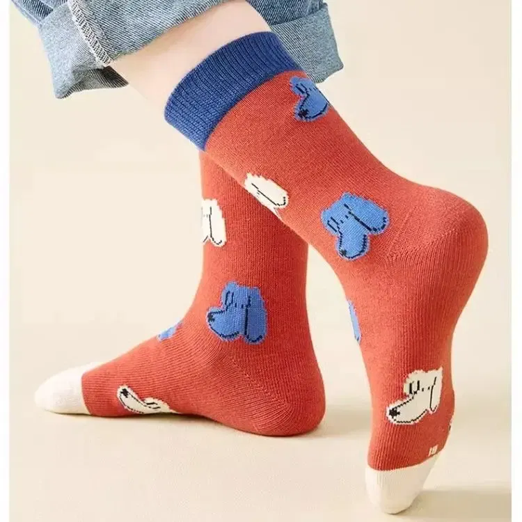 Color: black, Size: 4-6T - Autumn Children's Socks Little Big Boys Cotton Socks Baby Cartoon Pattern Medium Sock 5 Pairs/bag