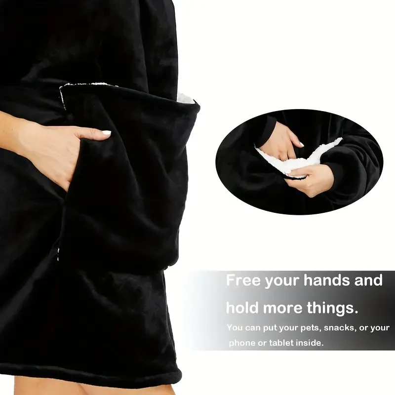 Blanket Hoodie Sweatshirt with Pet Pockets