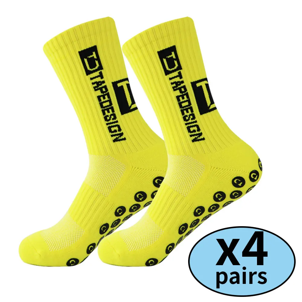 Color: Gold - 4 pairs of new non slip football socks, basketball socks, yoga socks, sports socks, outdoor sports socks