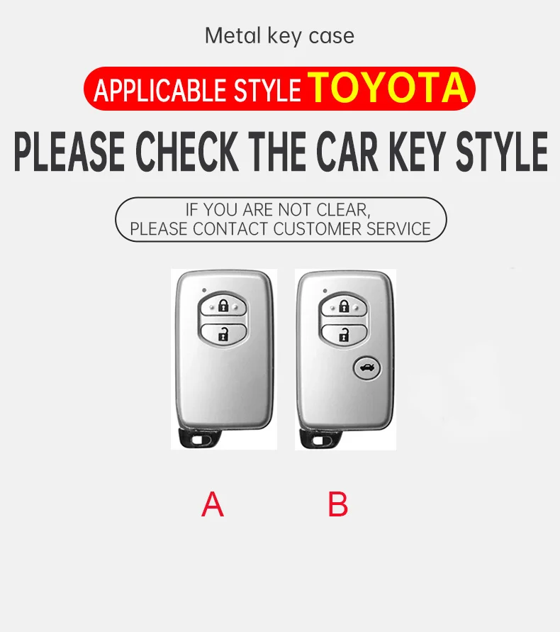 Color Name: ROYAL BLUE - Alloy Car Key Case Cover Shell Fob For Toyota Prius 30 Alpha Aqua Land Cruiser Auris For Lexus LC 200 2012 - 2014 Parts Keychain