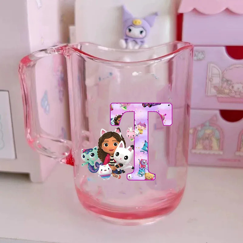 Color: Light Grey, Size: Other - Gabby Dollhouse Letter A-Z Print Water Cup ABS Tooth Brushing Cups Anime Kawaii Cat Kids Toothglass Cups Kids Birthday Gift