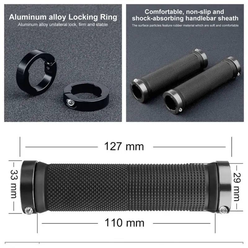 Color: SKY BLUE - Bicycle Rubber Grips Alloy Lock Non-Slip Rubber Bicycle Handlebar Grips Double Aluminum Lock on Locking Bicycle Handlebar Grips