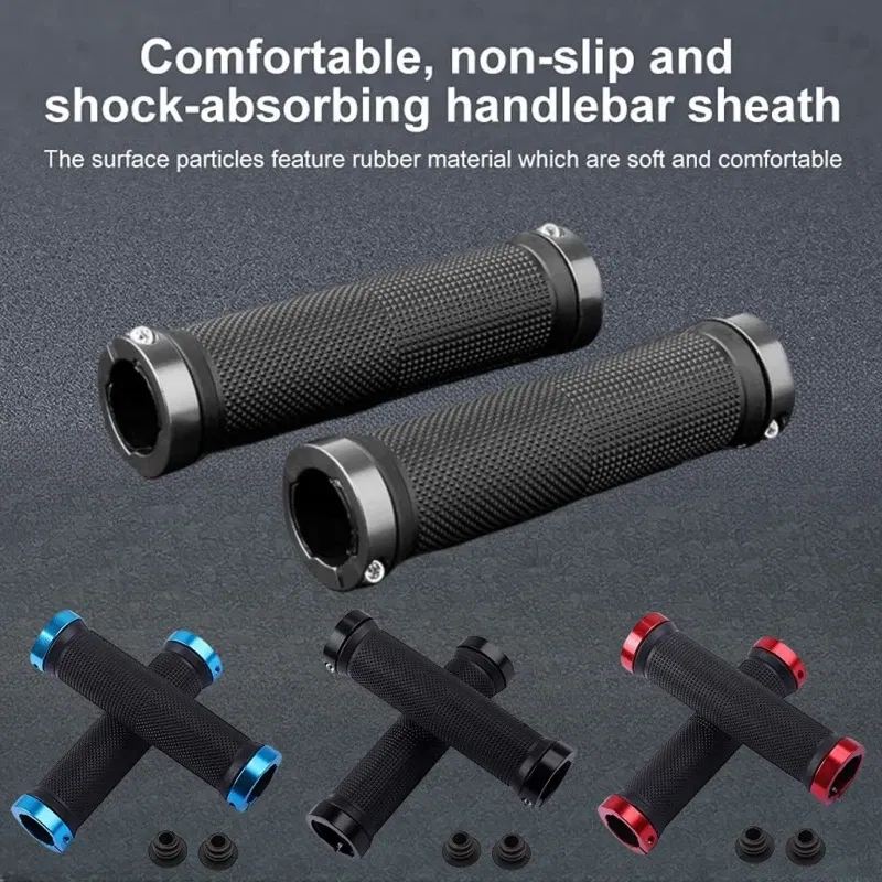 Color: SKY BLUE - Bicycle Rubber Grips Alloy Lock Non-Slip Rubber Bicycle Handlebar Grips Double Aluminum Lock on Locking Bicycle Handlebar Grips