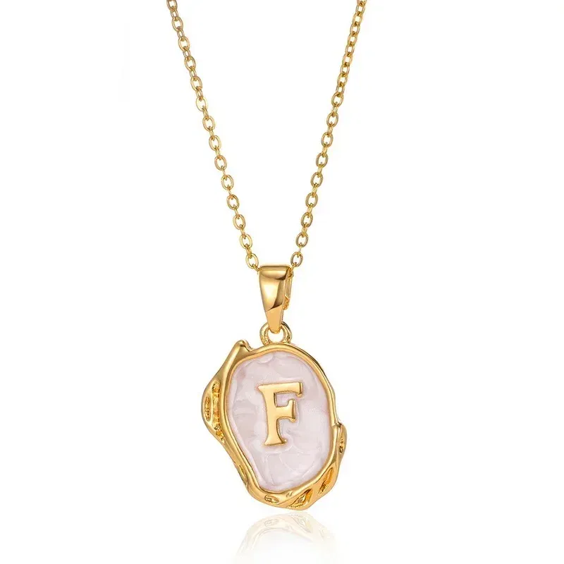 Metal Color: cobalt violet, Length: 40cm - Y2K Stainless Steels Drip Oil 26 Letter Necklaces for Women Men Alphabet A-Z Initials Pendant Necklace Aesthetic Jewelry Gift