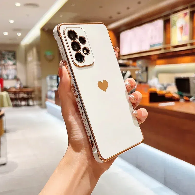 Color: MULTI, Compatible-Phone Models: For iPhone XS, Ships From: CHINA - Electroplating Side Love Heart Phone Case For Samsung Galaxy S25 Ultra S24 S23 S22 A16 A55 Protect Lens Shockproof Back Cover