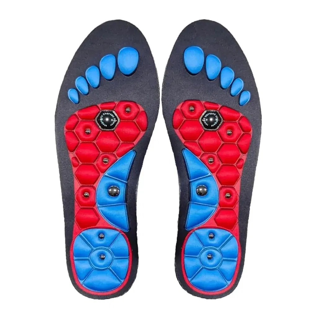 Color: black, Shoe Size: 1 - Unisex Magnetic Therapy Foot Insoles Orthopedic Shoe Soles Weight Loss Slimming Massage Acupoints Arch Anti-fatigue Shoes Pads