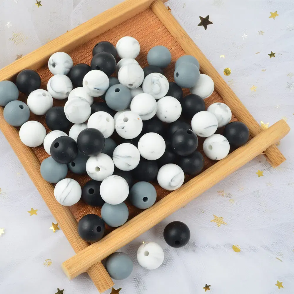 Color: Red - 500pcs Silicone Beads Food Grade Round 9mm 12mm 15mm 19mm 22mm Baby Teething Toys DIY Baby Pendant Necklace Silicone Teeth