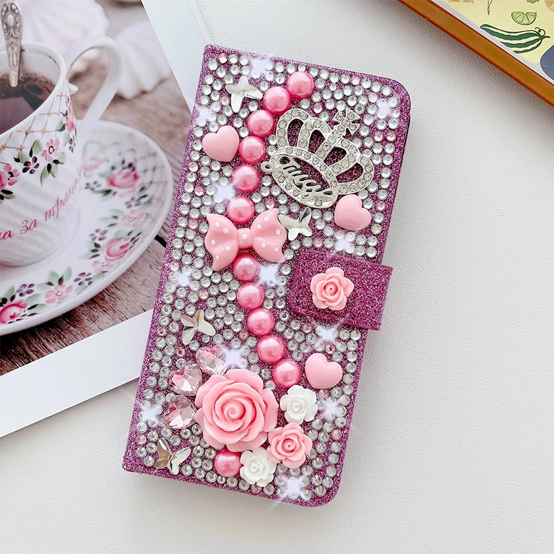Color: PURPLE, Material: PU - Wallet Glitter Case For Samsung Galaxy S24 FE S23 Ultra S22 Plus S21 S20 A13 A14 A15 A16 A53 A54 A55 A34 Flip Luxury Leather