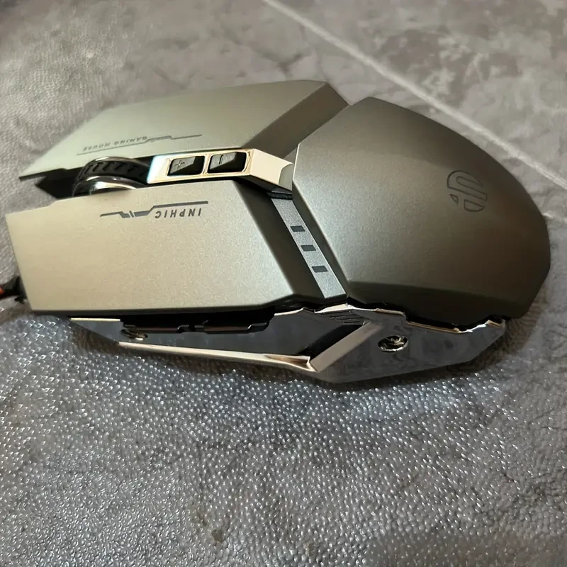 INPHIC USB wired metal base mecha style - game mouse with 6 buttons