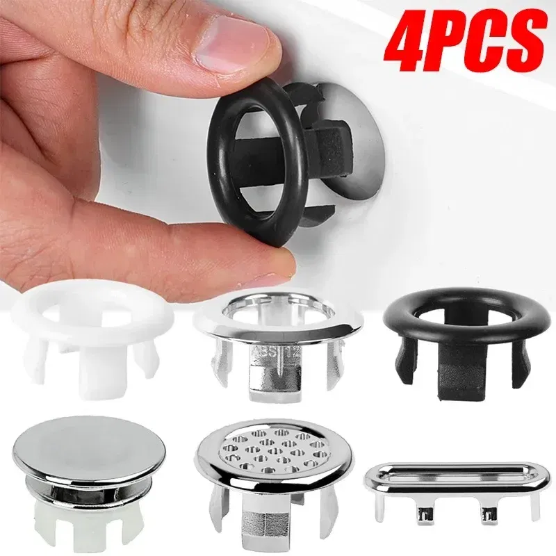 Color: Yellow, Outer Diameter: 84mm - 4/1pcs Sink Hole Round Overflow Cover Kitchen Basin Trim Hollow Overflow Ring Plug Bathroom Wash Basin Overflow Ring Accessories