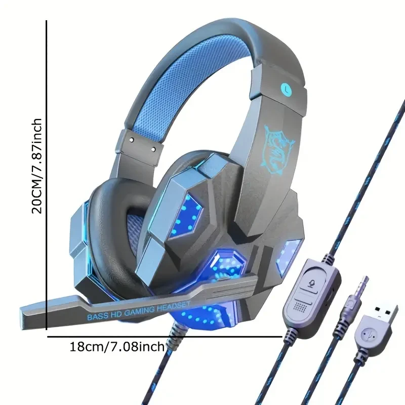 Over-ear gaming headset with LED backlight - wired headset