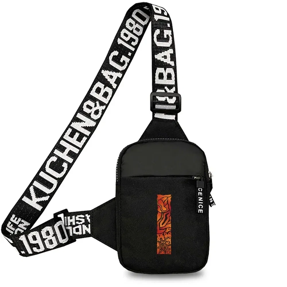 Color: Orange - Sports Chest Bag Men Small Mobile Phone Messenger Bags Waist Bags Multi-Function Carry-on Bag Engrave Image Initial Name Patter