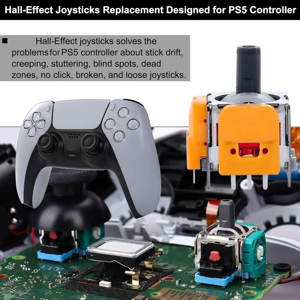 Color: grey - 10PCS 3D Analog Sensor Hall Effect Joystick for Playstation 5 Game Controller Thumb Stick for PS5/PS4/Xbox/Switch Pro