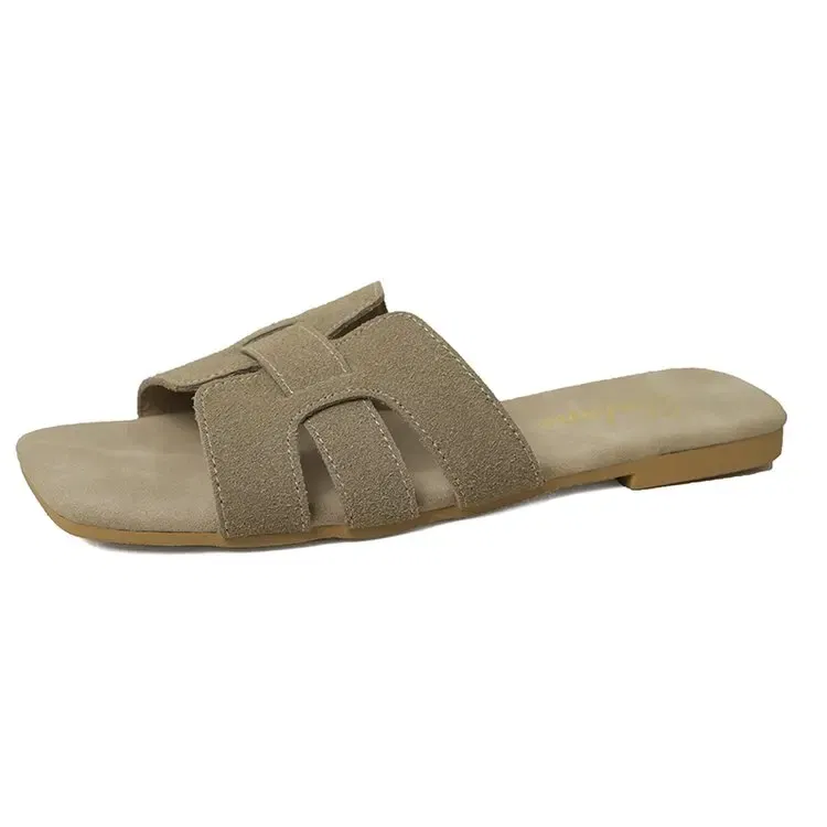 Color: Khaki, Shoe Size: 36 - Summer New Women Slippers Flat Bottom Non-slip Outdoor Open Toe Beach Female Sandals Sexy Fashion Design Slides Woman Shoes
