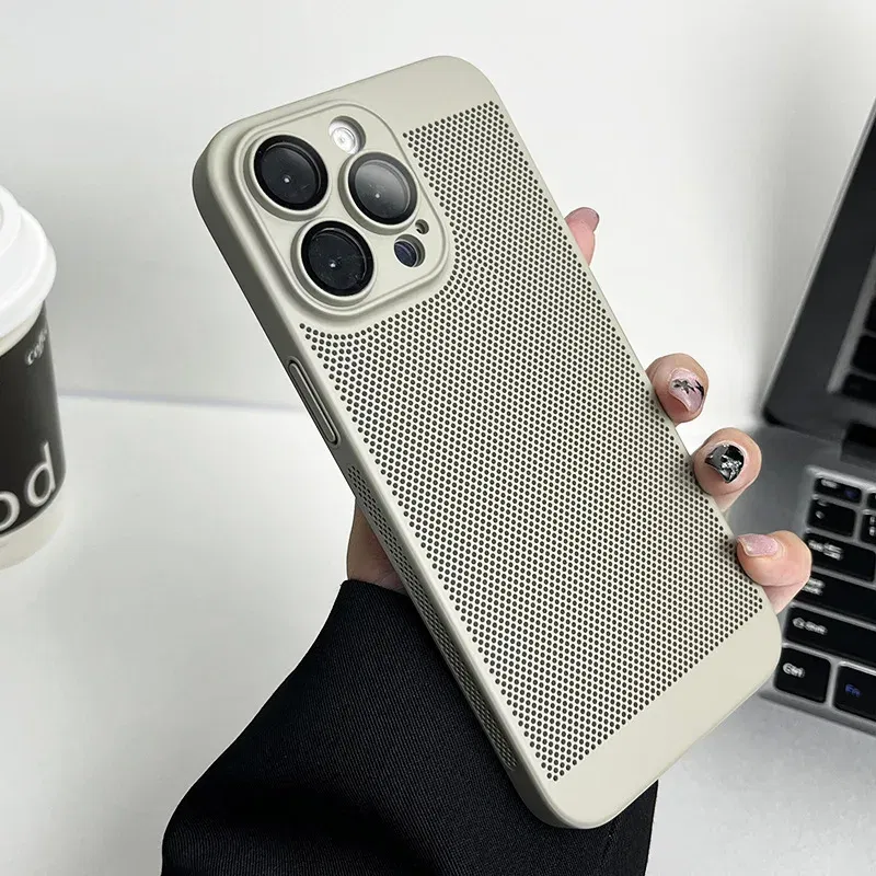 Color: Lotus root color, Compatible-Phone Models: For iPhone 15, Ships From: CHINA - Breathable Heat Dissipation Cooling Case For iPhone 16 Pro Max 15 14 13 12 11 PC Hard Back Cover
