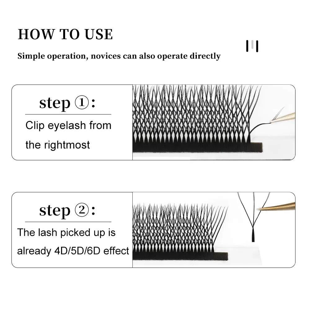 Color: Brushed Slate, Curl: CC, Thickness: 0.07mm, Length: 8mm - Yelix Cilios 5D W Shape Eyelash Extensions 4D/6D Premade Volume Fans Natural Soft Automatic Flowering Lash Makeup Supplies