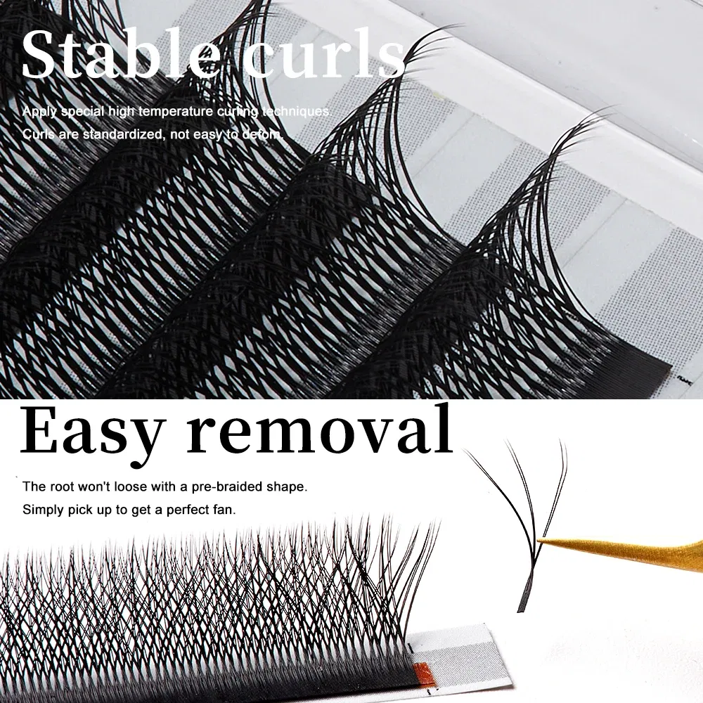 Color: Brushed Slate, Curl: CC, Thickness: 0.07mm, Length: 8mm - Yelix Cilios 5D W Shape Eyelash Extensions 4D/6D Premade Volume Fans Natural Soft Automatic Flowering Lash Makeup Supplies