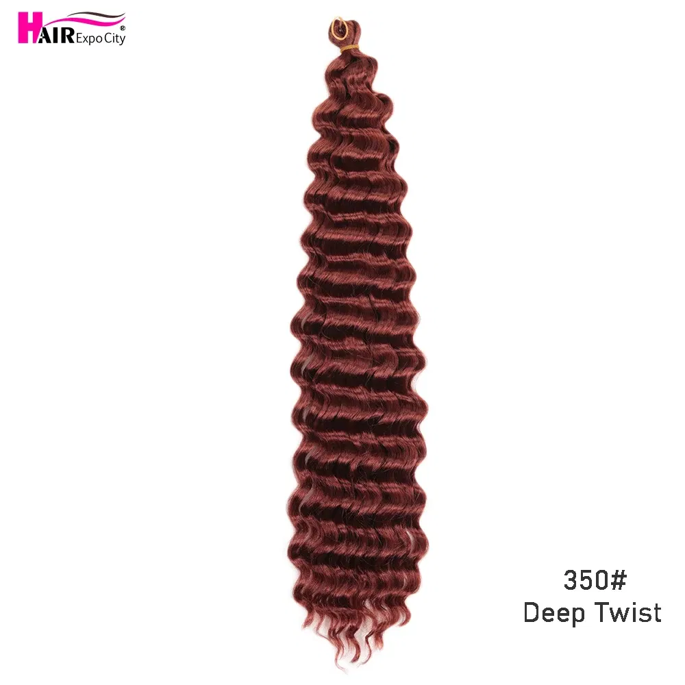 Color: #350, Ships From: CN, Stretched Length: 28inches, Bulk Buy: 1Pcs/Lot - 22-28 Inch Freetress Deep Twist Crochet Hair Natural Synthetic Braids Hair Ombre Crochet Braiding Hair Extensions Hair Expo City