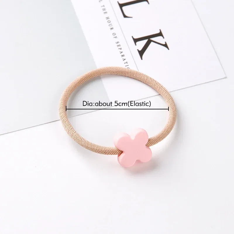 Color: Pink, Ships From: CHINA - Cute Girls Hair Bands Ties Round Heart Rubber Band Fashion Scrunchie Elastic Korean Hair Accessories Ponytail Holder Headband