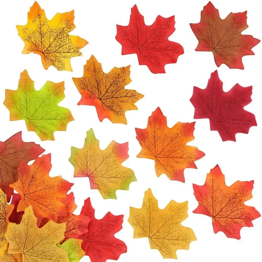 Color: Light Pink - Artificial Maple Leaves Silk Fake Autumn Leaves Diy Handmade Leaf Fall Wedding Decoration Thanksgiving Christmas