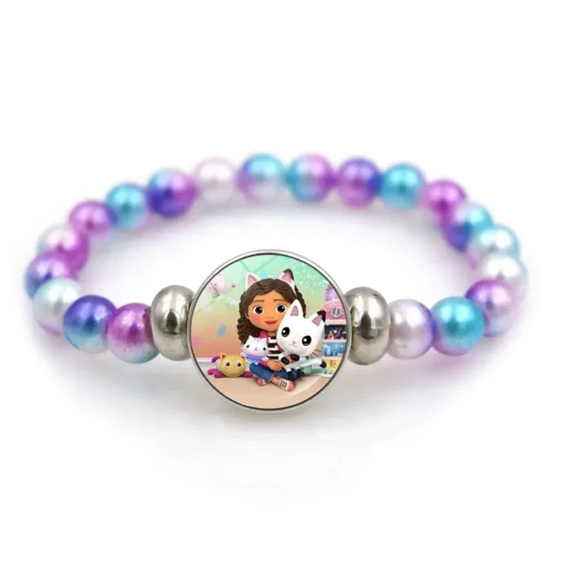 Color: black, Size: 40cm - Gabby Dollhouse Bracelet Fashion Beaded Wristband Cartoon Anime Jewelry Accessories Kids Girls Boys Birthday Baby Shower Gift