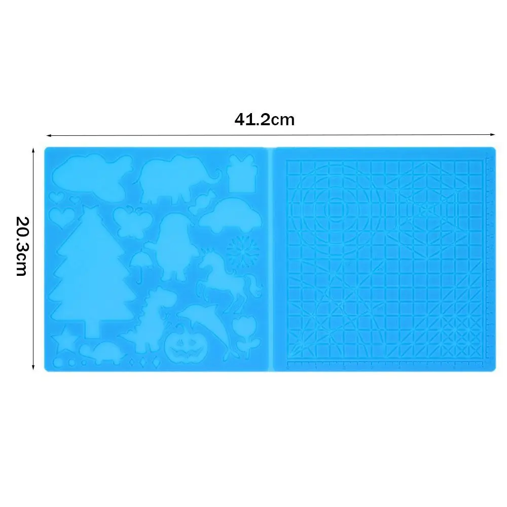 color: Silver - Silicone Design Rubber Pad for 3D Printing Pen with 2 Finger Protectors Template Drawing Tools for Kids Adults Drawing DIY Tools