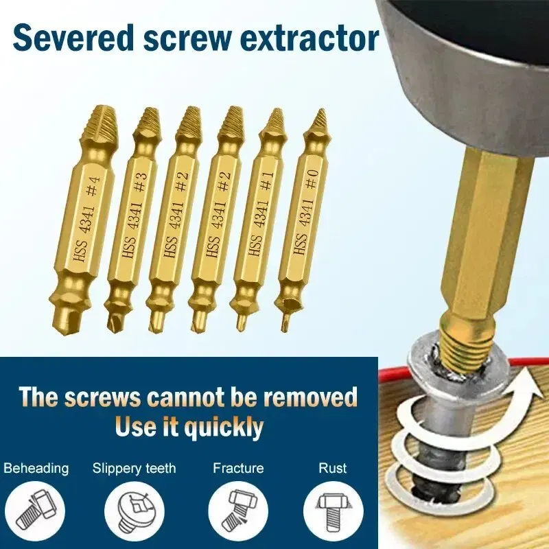 Color: Blue - Double-headed High-speed Steel 4341 Tap Extractor Slip-tooth Broken Screw Reverse-tooth Snapped Wire Removal Tool Set