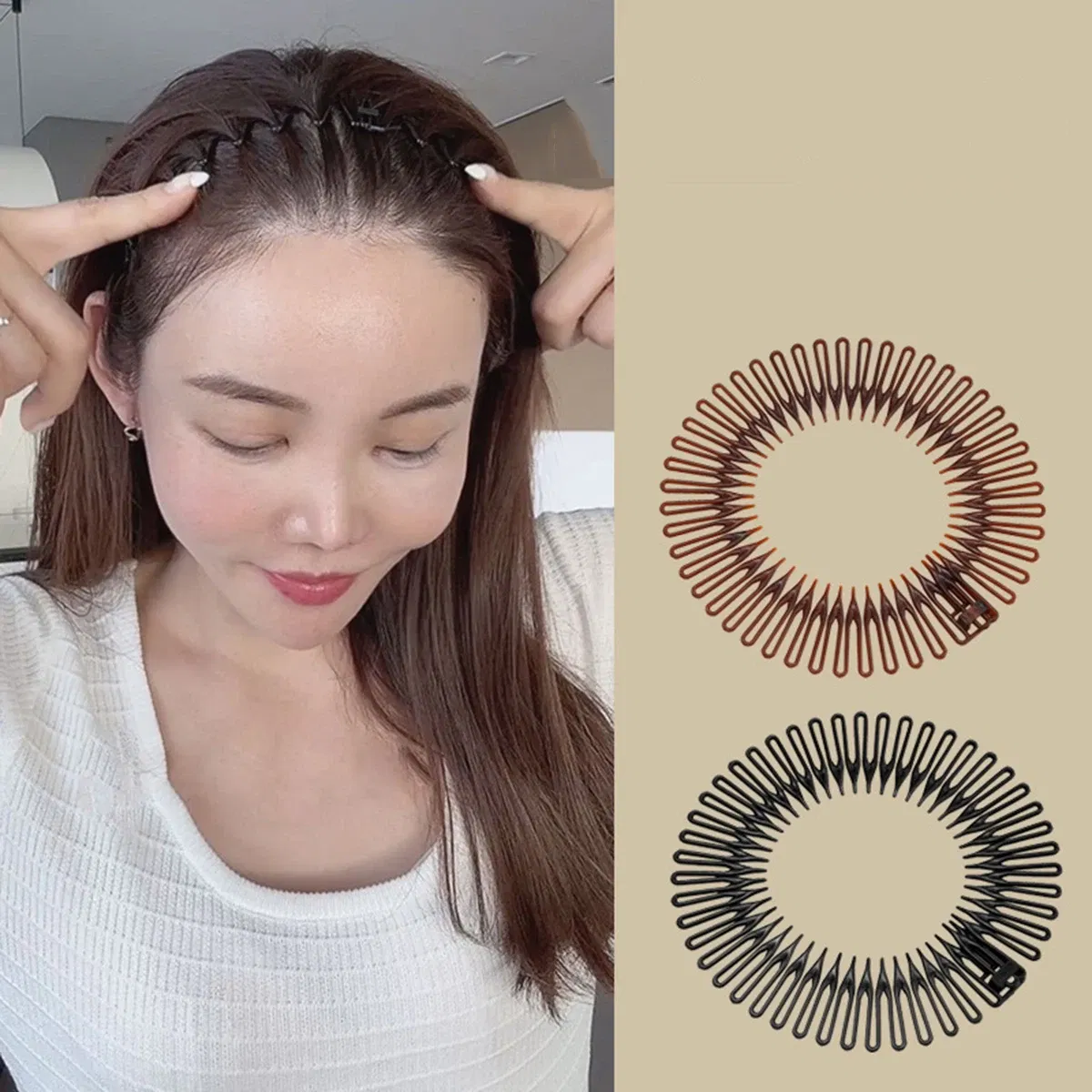 Color: black - Women Invisible Broken Hair Hairpin Adult Tiara Tools Roll Curve Needle Bangs Fixed Insert Comb Professional Styling Accessories