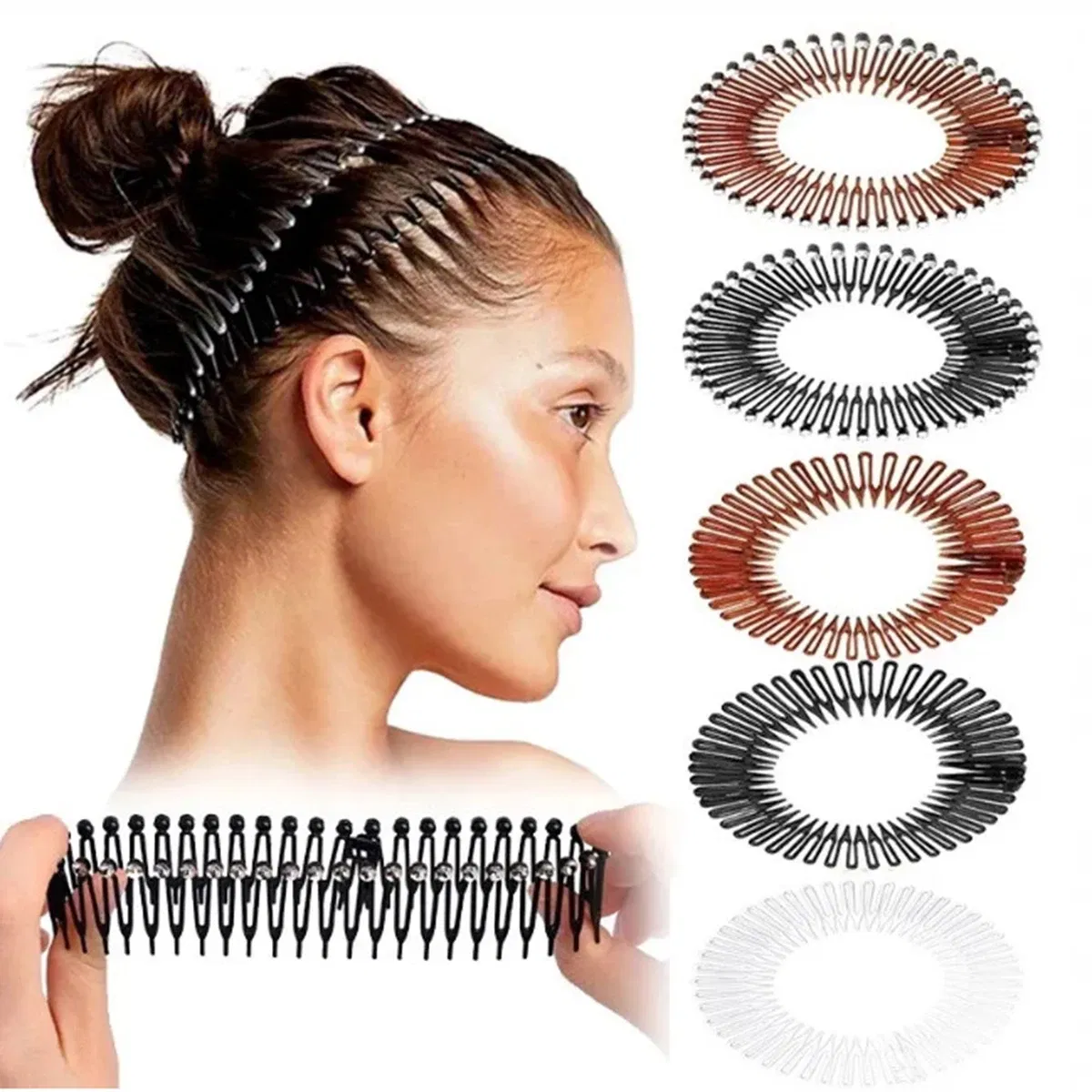 Color: black - Women Invisible Broken Hair Hairpin Adult Tiara Tools Roll Curve Needle Bangs Fixed Insert Comb Professional Styling Accessories