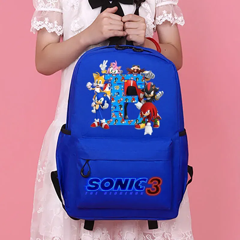 Color: Gold, Size: 40cm - Sonics Children Cartoon Schoolbag Kids Anime Cute Backpack Boy Fashion Knapsack Student Casual Shoulders Book Bag Xmas Gift 2025