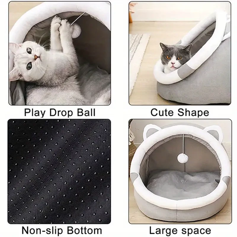Adorable Ultra-Soft Cat Cave Bed