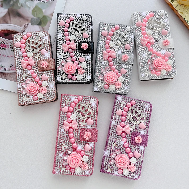 Color: Silver, Material: PC + TPU - Wallet Glitter Case For Samsung Galaxy S24 FE S23 Ultra S22 Plus S21 S20 A13 A14 A15 A16 A53 A54 A55 A34 Flip Luxury Leather