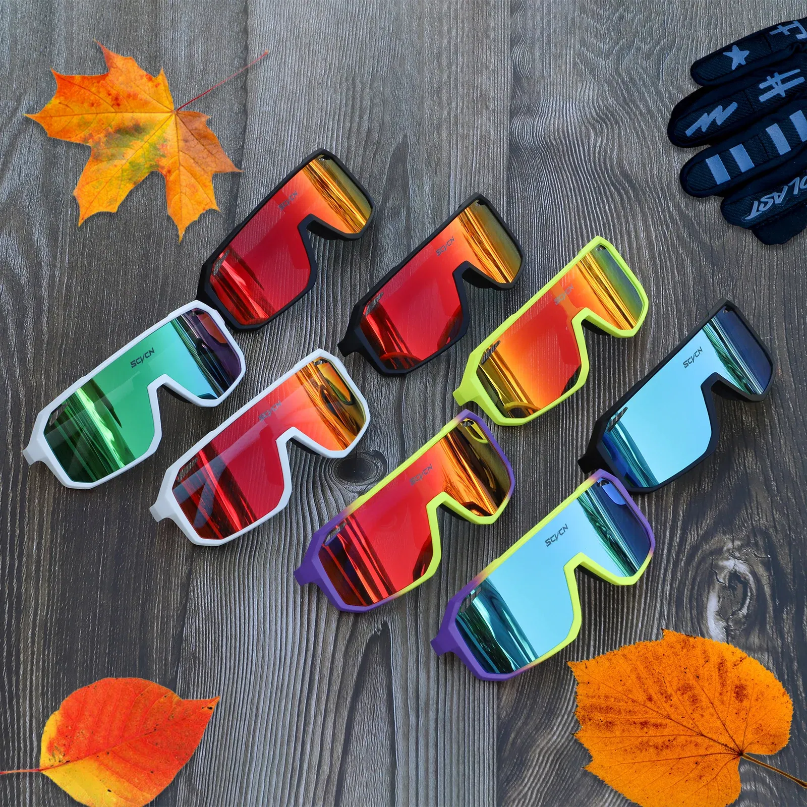 Color: light yellow, Lenses Color: WHITE - SCVCN Sports Men UV400 Sunglasses Cycling Glasses Photochromic Cycl Camp Bike Eyewear MTB Outdoor Goggles Bicycle Women Hunting